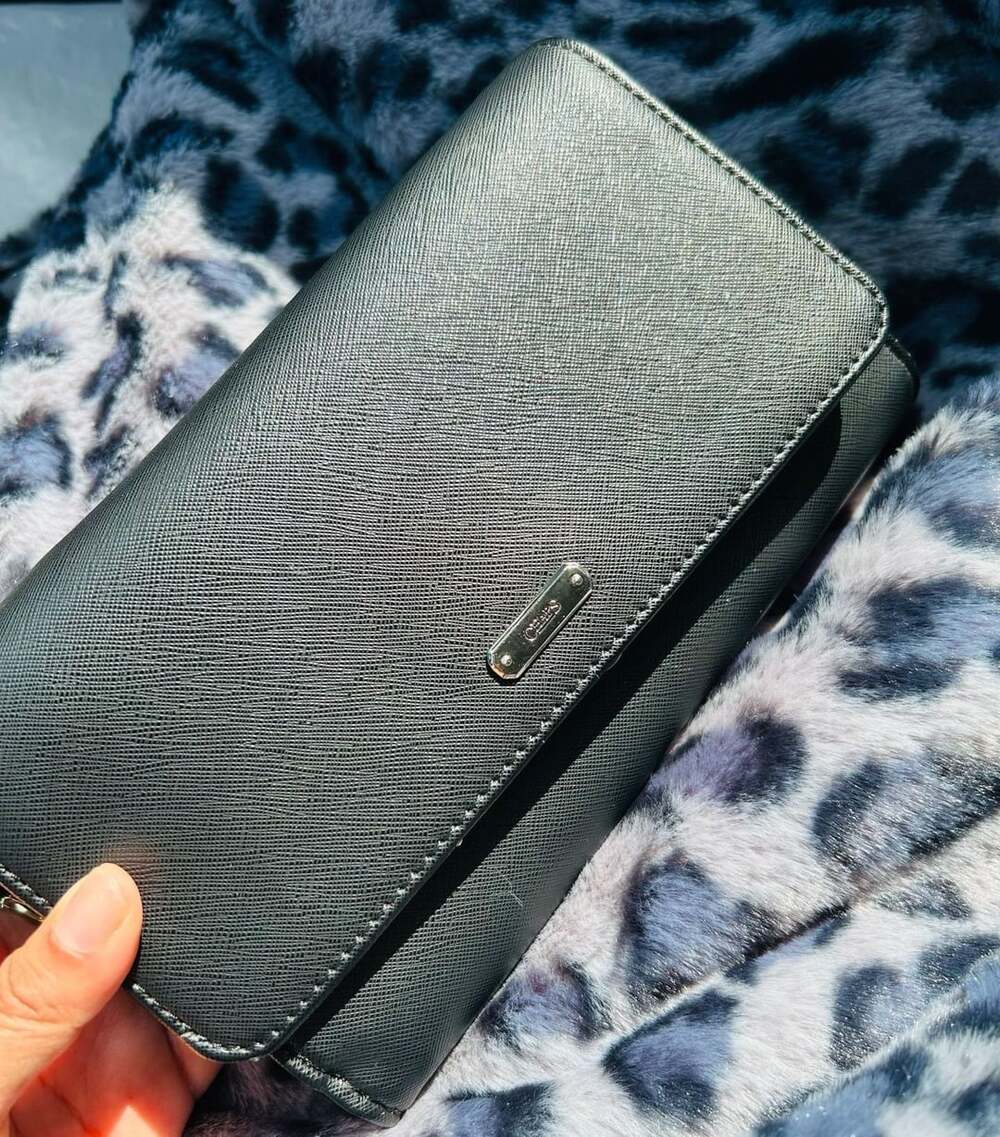 CHAPS Black Saffiano Wallet Crossbody Bag - Clutch Wristlet - New